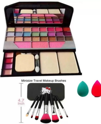 SUBHMUN 6155 makeup kit with 7 pcs black brushes & 2 puff(10 Items in the set)