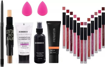 SHEFFO Kajal &Blender,Primer,Fixer,Foundation,Highlighter,Contour Stick,Matte Lipstick(18 Items in the set)