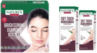 Nature's Diamond Facial Kit 60g + 50 ML & Diamond Hair Removal Cream 50g & 30g(3 Items in the set)