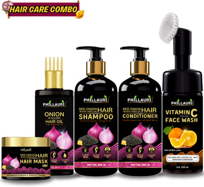 Phillauri Red Onion Healthy Hair care Kit with Face kit Combo Kit(5 Items in the set)