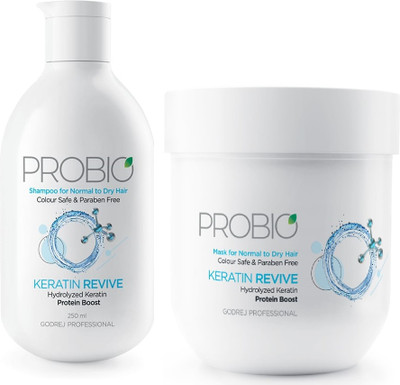 Godrej Professional Probio Keratin Revive Shampoo(250ml) and Mask(200g))| For Normal to Dry Hair(2 Items in the set)