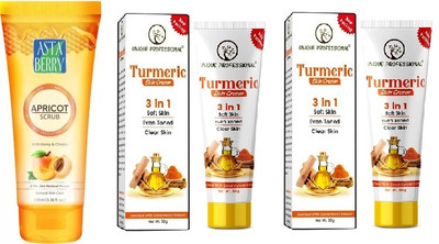 UNIQUE PROFESSIONAL HALDI CHANDAN CREAM 50 GR 2 PC + APRICOT FACE SCRUB 60 ML(3 Items in the set)