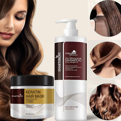 smartdrops Smoothing Maca Treatment Shampoo & Mask for Frizz Control | Hair Care Combo |(2 Items in the set)
