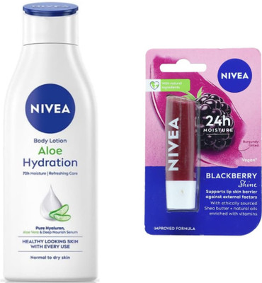 NIVEA Aloe Hydration 75ml lotion & Berry lipbalm Set of 2(2 Items in the set)