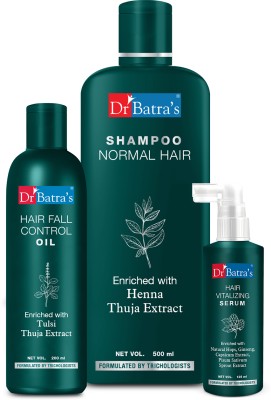 Dr Batra's Hair Vitalizing Serum 125 ml, Normal Shampoo - 500 ml and Hair Fall Control Oil- 200 ml         (3 Items in the set)