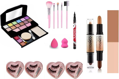 J & F 5024 Makeup Kit Multicolor Fashion , Waterproof 36h Eyeliner ,5 pc makeup brush(6 Items in the set)