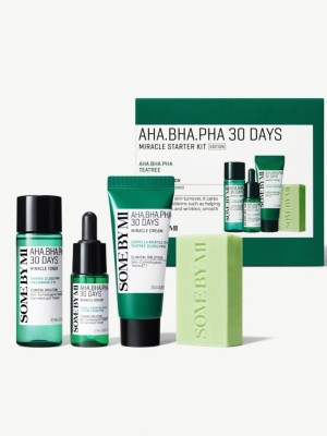 Some By Mi AHA BHA PHA Skincare Minis Set - Starter Kit with Toner, Serum, Cream, Soap(4 Items in the set)