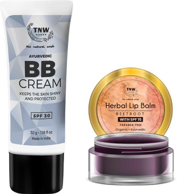 TNW - The Natural Wash BB Cream & Beetroot Lip Balm for Glowing Skin & Healthy Lips | With Goodness of Natural Ingredients | Paraben and Sulphate-Free(2 Items in the set)