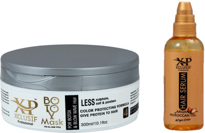 XCLUSIF PROFESSIONAL Botox After Care Mask 300 ML + Hair Serum(Argan & Moroccan Oil) 100 ML | For Men & Women(2 Items in the set)
