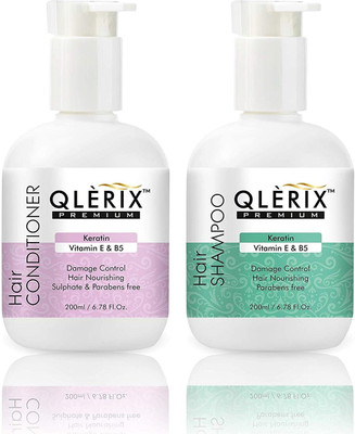 QLERIX Premium keratin with vitamin E & B5 Hair Shampoo & Conditioner(2 Items in the set)