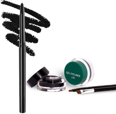 GABBU Black Kajal eyeliner pencil smudge proof waterproof With Gel Eyeliner(2 Items in the set)