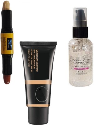 SEUNG MAKEUP COMBO FOR WOMEN:CONTOUR STICK WITH PRIMER & TUBE FOUNDATION COMBO(3 Items in the set)