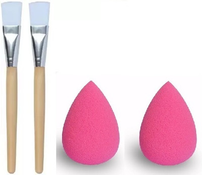 ROODILES Face Silicone Brush -2 & 2 Makeup Beauty Blenders Set for Makeup & Skincare(4 Items in the set)