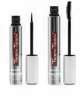 Teen.Teen Bold Eyes Fabulous Combo – Waterproof Eyeliner + Volumizing Mascara Set, Intense Black, Smudge-Proof, Long Lasting, 6ml+8ml(2 Items in the set)