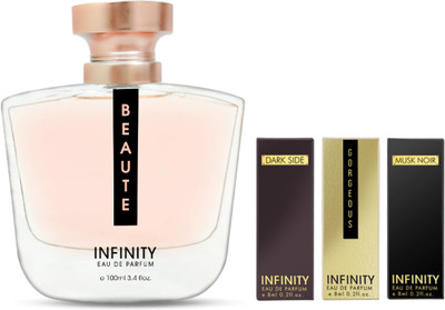 INFINITY Beaute 100ml Perfume with (Gorgeous, Musk Noir, Dark Side) Luxury EDP 8ml Each Eau de Parfum  -  124 ml(For Men & Women)