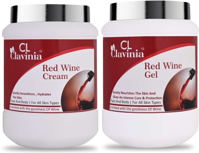 CLAVINIA Red Wine Cream 1000 ml + Red Wine Gel 1000 ml ( Pack of 2 )(2 Items in the set)