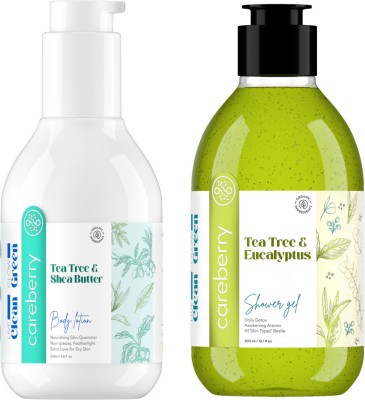 Careberry Tea Tree Oil Shower Gel & Body Lotion Combo For Extra Dry Skin(300+ 200ml)(2 Items in the set)