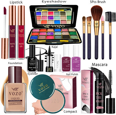 VOZO Makeup Combo Kit One-stop Beauty Package for Beginners and Professionals KT-349(15 Items in the set)