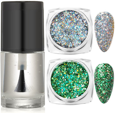MYEONG Multicolor glitter eyeshadow powder & Glue(3 Items in the set)