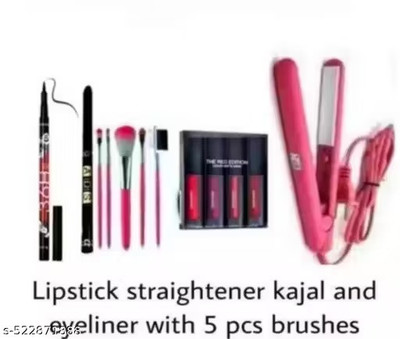 HNB23 liquid lipstick combo red lipstick set makeup kit offer eyeliner mascara kajal set matte liquid lipstick-12(1 Items in the set)