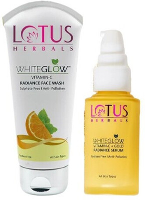 LOTUS HERBALS WhiteGlow Vitamin-C Radiance Facewash 100g with WhiteGlow VITAMIN-C + Gold RADIANCE SERUM 30ml(2 Items in the set) LOTUS HERBALS WhiteGlow Vitamin-C Radiance Facewash 100g with WhiteGlow VITAMIN-C + Gold RADIANCE SERUM 30ml(2 Items in the set)