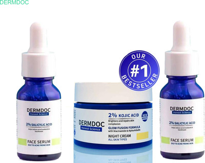DermDoc Kojic Face Cream + Acne Serum Combo(3 Items in the set)