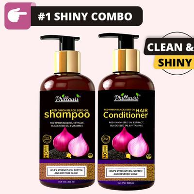 Phillauri Red Onion Shampoo and Conditioner – Strength & Growth Formula – Free from Mineral Oils, Sulphates & Parabens (2 Items in the set)
