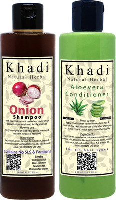khadi natural herbal Onion Shampoo and Aloevera Hair Conditioner Combo Pack(2 Items in the set)