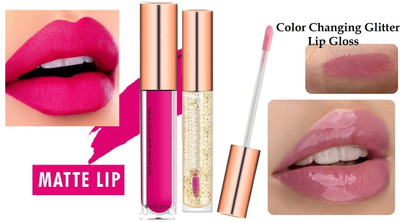 tanvi27 HIGH PIGMENTED & WATER PROOF BROWN LIPSTICK WITH COLOR SHIFT GLOSS(2 Items in the set)