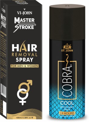 VI-JOHN Master Stroke Painless Hair Removal Spray For Chest, Arms and Legs and Cobra Cool Deodorant(2 Items in the set)