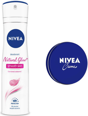 NIVEA Natural Glow Smooth Skin Deo and Creme 60ml(2 Items in the set)