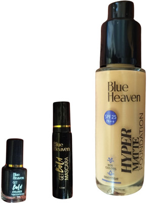 BLUE HEAVEN Hypermatte Foundation Liner Mascara Combo of 3 Items(3 Items in the set)