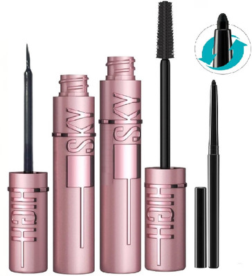 nn combo set mascara with eyeliner with kajal black color shade(3 Items in the set)