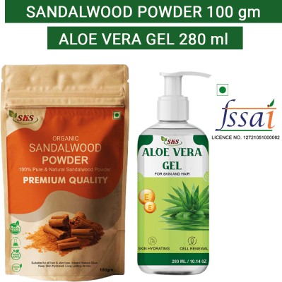 SKS BIOTECH Organic Sandalwood Powder (Chandan powder) with Alovera Gel for face Combo(2 Items in the set)