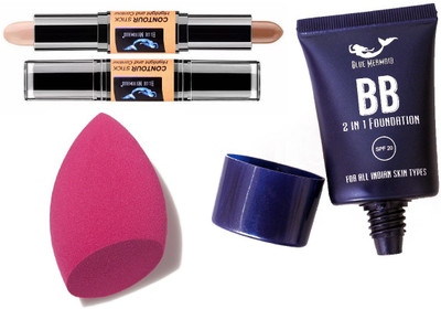 BLUEMERMAID BEST CONTOUR STICK+ BLENDER+ BB FOUNDATION COMBO(3 Items in the set)