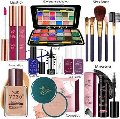 VOZO Makeup Combo Kit One-stop Beauty Package for Beginners and Professionals 302(15 Items in the set)