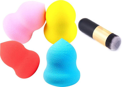 Rsentera Premium Quality makeup kit combo of puff set4 with black foundation(5 Items in the set)