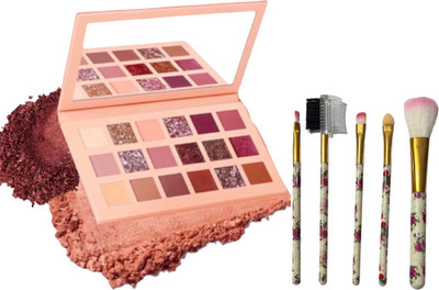 Mehaay cosmetics Eyeshadow Pallet 18 shades with Pack of 5 Pcs(6 Items in the set)