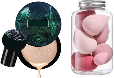 vnz CC & BB Water Proof Foundation Cream with Air Cushion Mushroom And Makeup Sponge Set Blender(8 Items in the set)
