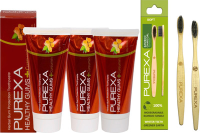 PUREXA Healthy Gums Toothpaste Two Bamboo Toothbrush(2 Items in the set)