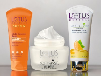 LOTUS HERBALS WHITEGLOW GEL CREME VITAMIN C FACEWASH WITH SUNSCREEN SERUM(3 Items in the set)