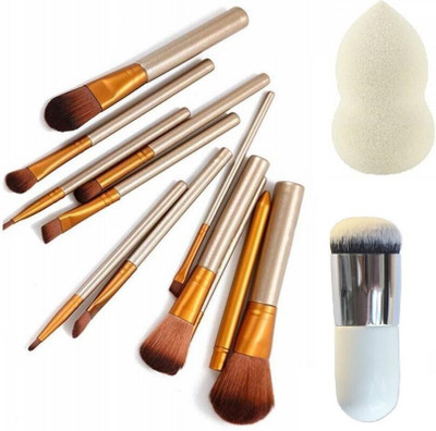 Rsentera Professional and personal use synthetic 12 pc makup brush with puff and blend brush(14 Items in the set)