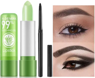 Yuency Kohl Black Kajal Pencil With Magic Temperature Color Changing Aloe Vera Lipstick(2 Items in the set)
