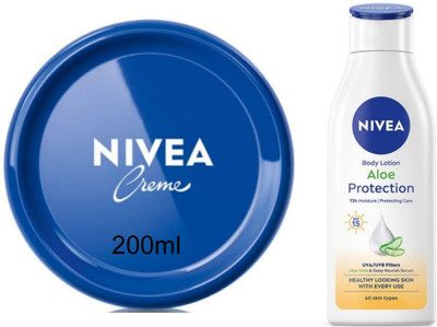 NIVEA Aloe Protection Lotion 200ml & Cream 200ml (Pack of 2)(400 ml)