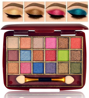 MISTY ALLE 18 shades mini waterproof shimmer look eye shadow pallet pack of 1 15 ml(MULTICOLOR)