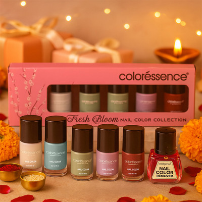 COLORESSENCE Fresh Bloom Nail Paint Kit with Floral Shades | Free Nail Paint Remover(5 Items in the set)