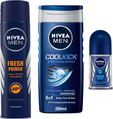 NIVEA fresh power d cool kick sg and fa roll on pack of 3(3 Items in the set)