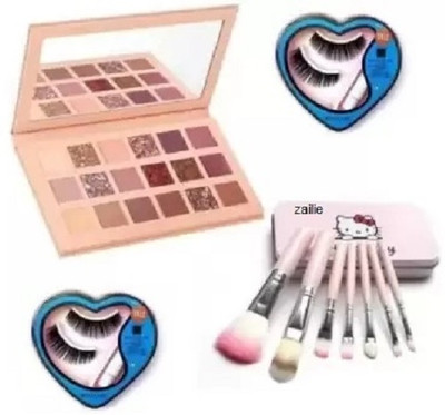 Zailie Eyeshadow & Soft Makeup Brushes & Eye Lashes Set Of 2(10 Items in the set)