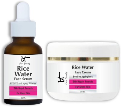 IT Pure Beauty Rice Water Face Cream & Face Serum For Glowing Skin Brightning Face(2 Items in the set)