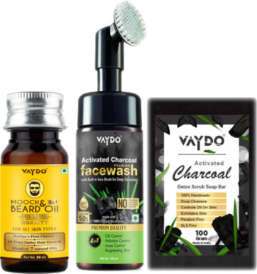 vaydo beard oil + charcoal face wash for Deep Cleansing – Brightening skin + charcoal soap for Skin Whitening(3 Items in the set) vaydo beard oil + charcoal face wash for Deep Cleansing – Brightening skin + charcoal soap for Skin Whitening(3 Items in the set)
